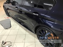 Накладки под пороги (Лезвия, ЧЕРНЫЙ ЛАК) BMW 5-series (G30). Аналог накладок М-порогов (OEM 51192447015 и 51192447016)-5